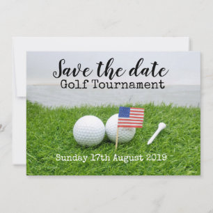 Golf Save the Date Golf Turnier mit U.S.A.Flag