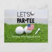 Golf Save the Date Golf Turnier mit U.S.A.Flag Ankündigungspostkarte (Vorderseite)