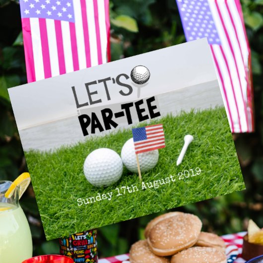 Golf Save the Date Golf Turnier mit U.S.A.Flag Ankündigungspostkarte