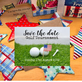 Golf Save the Date Golf Turnier mit U.S.A.Flag Ankündigungspostkarte