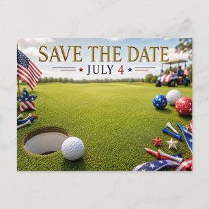 Golf Save the Date Golf-Turnier mit USA-Flagge Ankündigungspostkarte