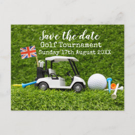Golf Save the Date Golf Turnier Union Jack Flag Ankündigungspostkarte