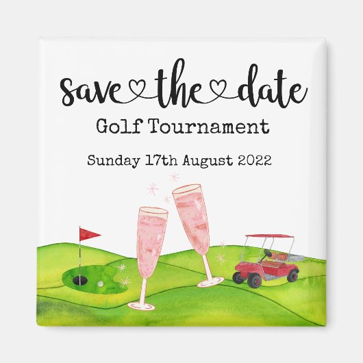 Golf Save the Date Golf Turniergolfer Hochzeit Magnet (Vorne)