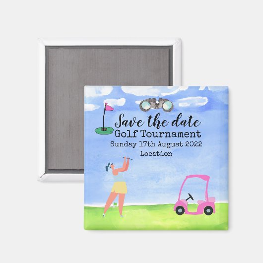 Golf Save the Date Golf Turniergolfer Magnet (Vorderseite/Rückseite)