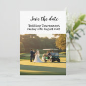 Golf Save the Date Golf Wedding Einladung (Stehend Vorderseite)