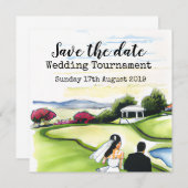 Golf Save the Date Golf Wedding Tournament Announ Ankündigung (Vorne/Hinten)