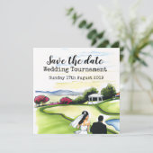 Golf Save the Date Golf Wedding Tournament Announ Ankündigung (Stehend Vorderseite)