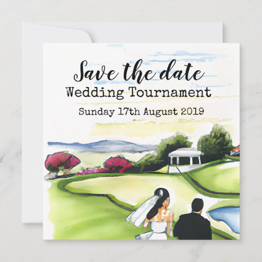 Golf Save the Date Golf Wedding Tournament Announ Ankündigung (Vorderseite)