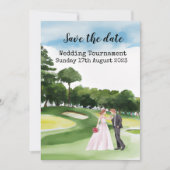 Golf Save the Date Golf Wedding Wassercolor Golfer Einladung (Vorderseite)