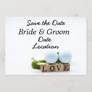 Golf Save the Date Golfball und Tee mit Liebe Einladung