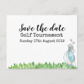 Golf Save the Date Golfturnier mit Golftasche Ankündigungspostkarte (Vorderseite)