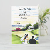Golf Save the Date Hochzeit Einladung Wasserfarbe (Stehend Vorderseite)