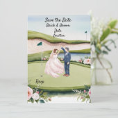 Golf Save the Date Hochzeit Einladung Wasserfarbe (Stehend Vorderseite)