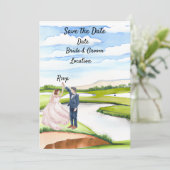 Golf Save the Date Hochzeit Einladung Wasserfarbe (Stehend Vorderseite)