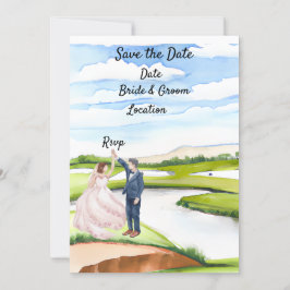 Golf Save the Date Hochzeit Einladung Wasserfarbe