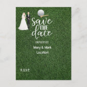 Golf Save the Date Hochzeit Golfer Postkarte (Vorderseite)