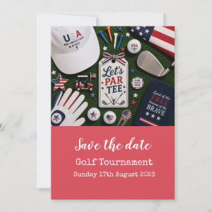 Golf Save the Date mit amerikanischem Thema Einladung