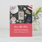 Golf Save the Date mit amerikanischem Thema Einladung (Stehend Vorderseite)
