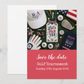 Golf Save the Date mit amerikanischem Thema Einladung (Vorne/Hinten)