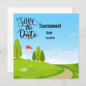 Golf Save the Date mit Blick auf Golfplatz (Vorne/Hinten)