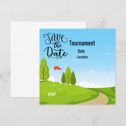 Golf Save the Date mit Blick auf Golfplatz (Vorne/Hinten)