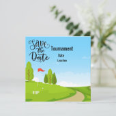 Golf Save the Date mit Blick auf Golfplatz (Stehend Vorderseite)