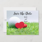 Golf Save the Date mit Golf und Herz Magneteinladung (Vorderseite)