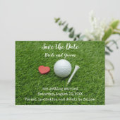 Golf Save the Date mit Golf und Herzeinladung Einladung (Stehend Vorderseite)