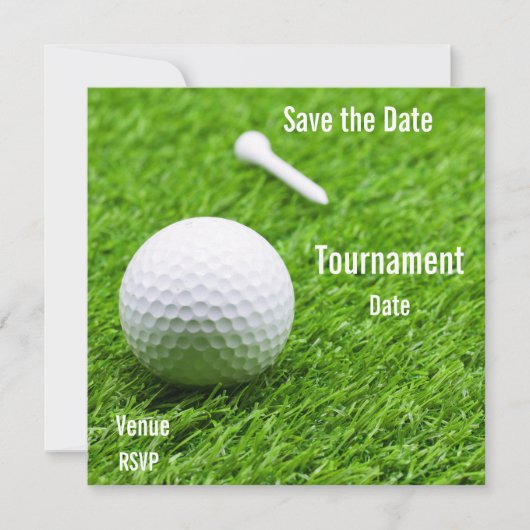 Golf Save the Date mit Golfball auf Grün (Vorderseite)