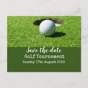 Golf Save the Date mit Golfball auf Grün Ankündigungspostkarte