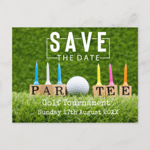 Golf Save the Date mit Golfball auf Grün Ankündigungspostkarte