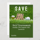 Golf Save the Date mit Golfball auf Grün Einladung (Vorne/Hinten)