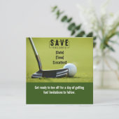 Golf Save the Date mit Golfball auf grünem Rasen (Stehend Vorderseite)