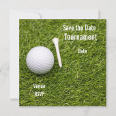Golf Save the Date mit Golfball auf grünem Rasen (Vorderseite)