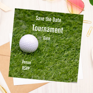 Golf Save the Date mit Golfball auf grünem Rasen