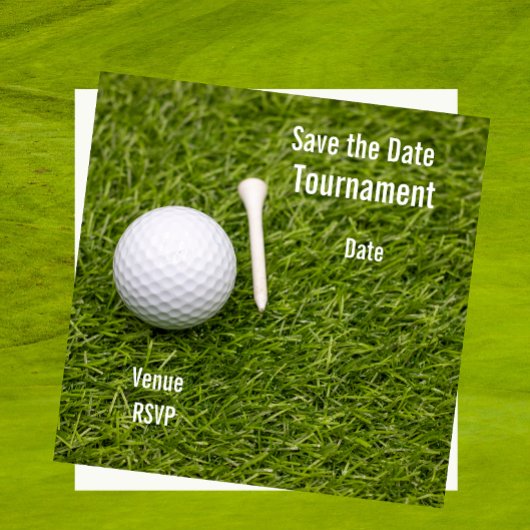 Golf Save the Date mit Golfball auf grünem Rasen