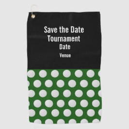 Golf Save the Date mit Golfball auf grünem Rasen   Golfhandtuch