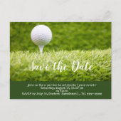 Golf Save the Date mit Golfball auf grünem Rasen Postkarte (Vorderseite)