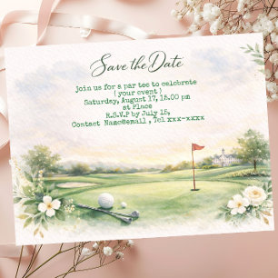 Golf Save the Date mit Golfball AUF PUTTING GREEN Postkarte