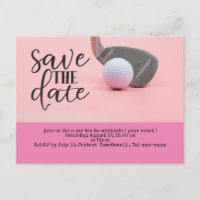 Golf Save the Date mit Golfball für Damen pink