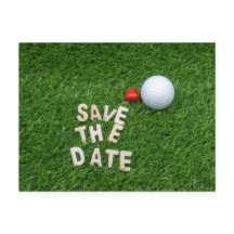 Golf Save the Date mit Golfball mit Liebe Card
