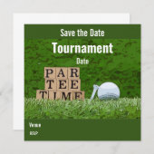 Golf Save the Date mit Golfball Party par tee (Vorne/Hinten)