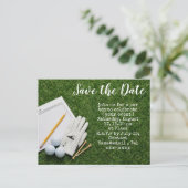 Golf Save-the-Date mit Golfball Postkarte (Stehend Vorderseite)