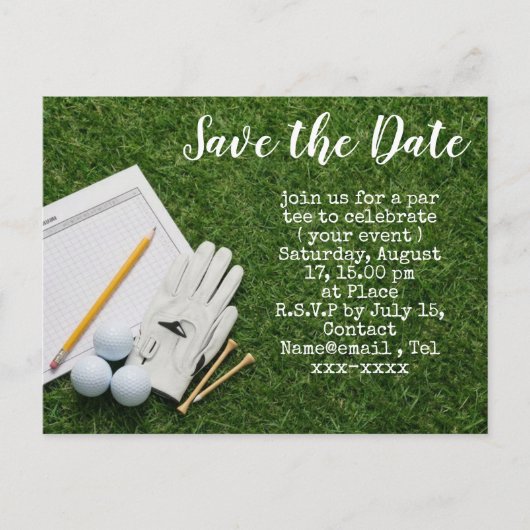 Golf Save-the-Date mit Golfball Postkarte (Vorderseite)