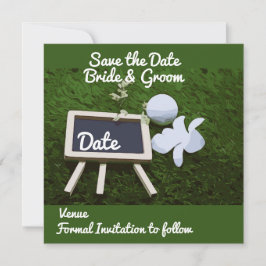Golf Save the Date mit Golfball und Blume