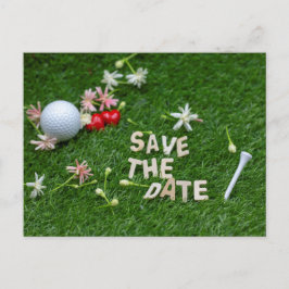 Golf Save the Date mit Golfball und Blume Postkarte