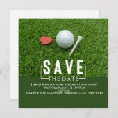 Golf Save the Date mit Golfball und Rotem Herz Einladung (Vorne/Hinten)
