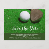 Golf Save the Date mit Golfball und Sandkeil Postkarte (Vorderseite)