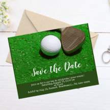 Golf Save the Date mit Golfball und Sandkeil