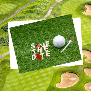 Golf Save the Date mit Golfball und Tee Ankündigungspostkarte